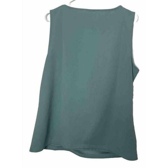 Ann Taylor Size XL Womens Green Ruffle Top Shirt Blouse Sage Sleeveless - Picture 4 of 4